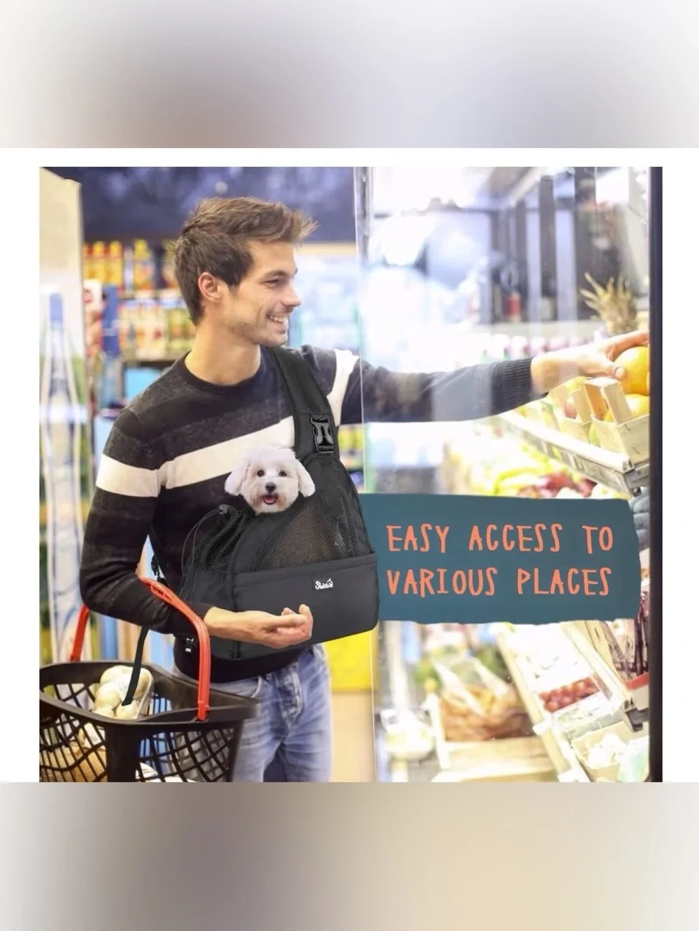 Black Pet Sling Carrier - Hands-Free Dog & Cat Sling